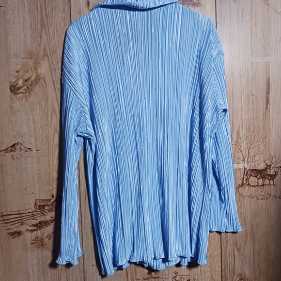 No Brand Crinkle Pleated Lounge Wear Button Down Shirt Size Medium - Picture 3 of 7